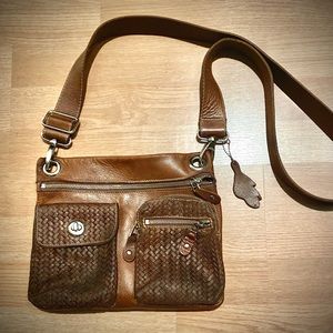 Roots leather messenger bag